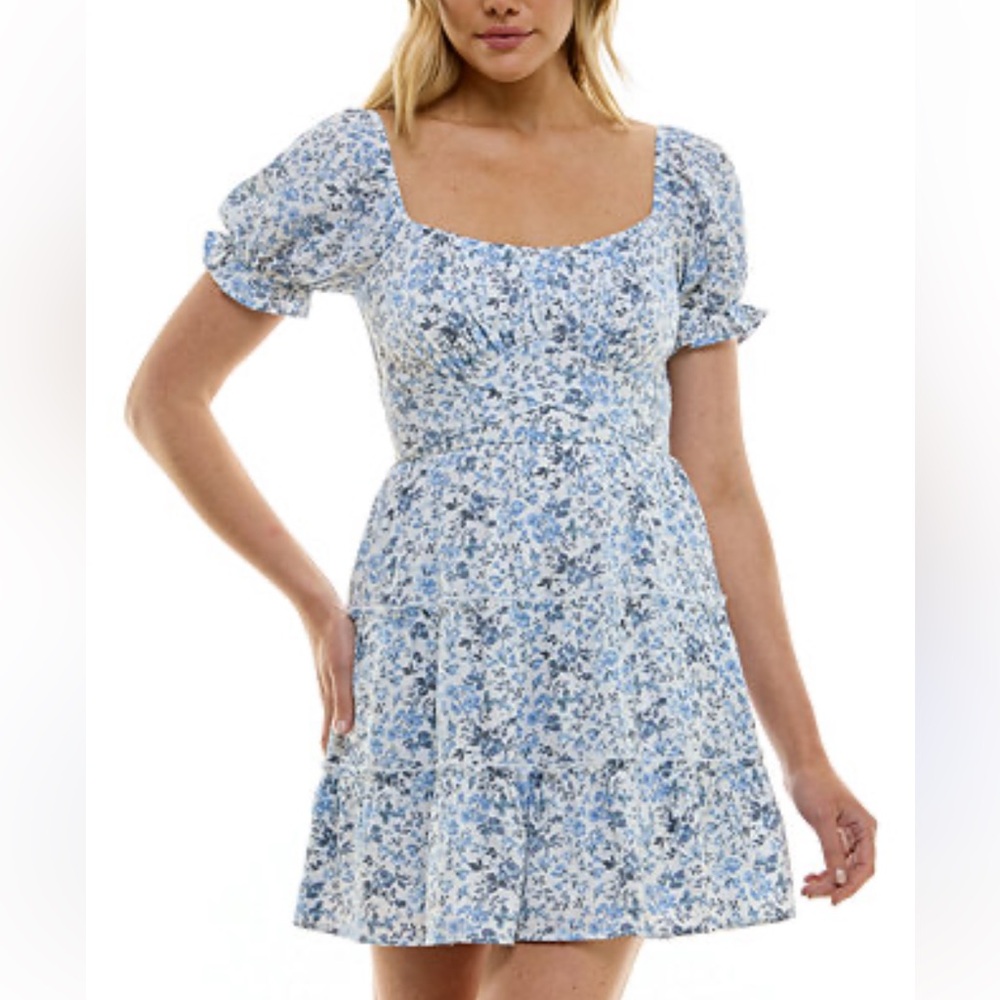 Francesca's Collections Blue Floral Mini Dress